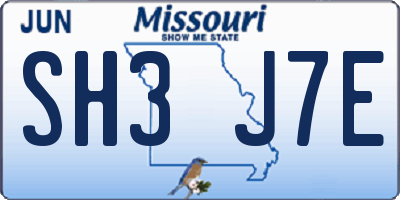 MO license plate SH3J7E