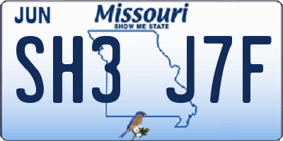 MO license plate SH3J7F