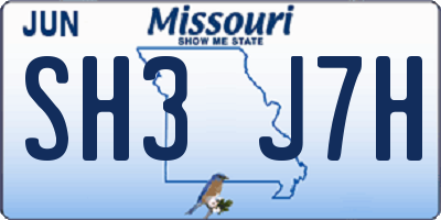 MO license plate SH3J7H