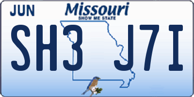 MO license plate SH3J7I