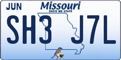 MO license plate SH3J7L