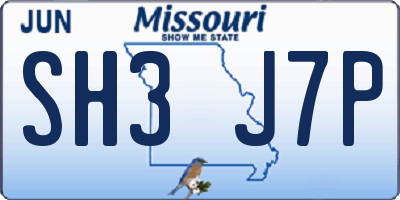 MO license plate SH3J7P