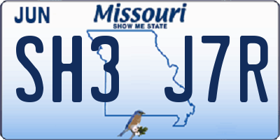 MO license plate SH3J7R