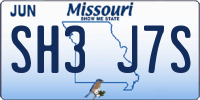 MO license plate SH3J7S