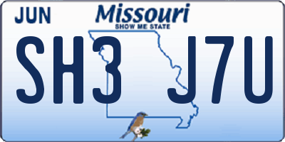 MO license plate SH3J7U
