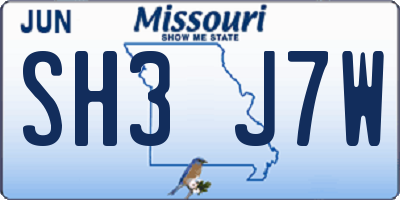 MO license plate SH3J7W
