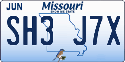 MO license plate SH3J7X