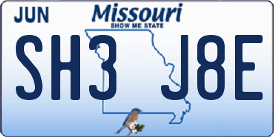 MO license plate SH3J8E