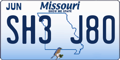 MO license plate SH3J8O