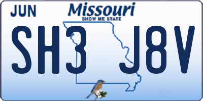 MO license plate SH3J8V