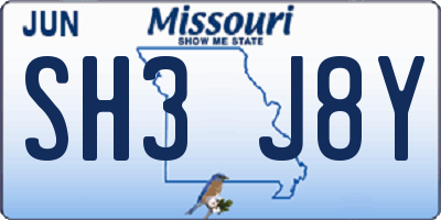 MO license plate SH3J8Y