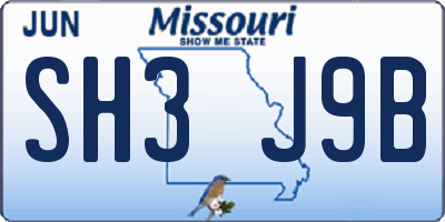 MO license plate SH3J9B