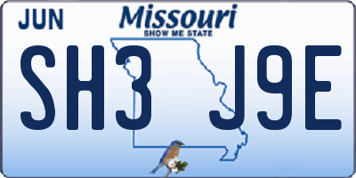 MO license plate SH3J9E