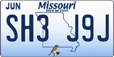 MO license plate SH3J9J