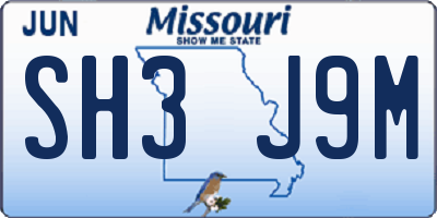MO license plate SH3J9M