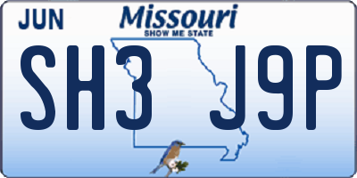 MO license plate SH3J9P