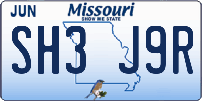 MO license plate SH3J9R