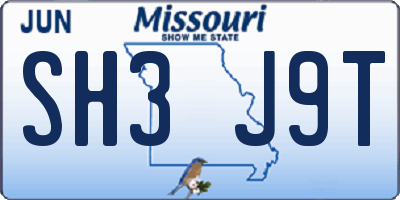 MO license plate SH3J9T