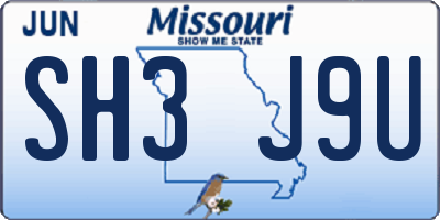 MO license plate SH3J9U