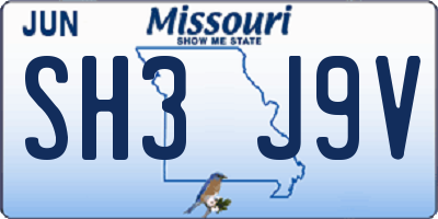 MO license plate SH3J9V
