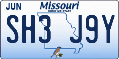 MO license plate SH3J9Y