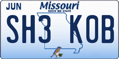 MO license plate SH3K0B