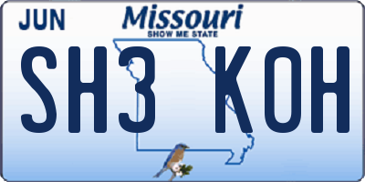 MO license plate SH3K0H