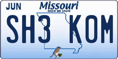 MO license plate SH3K0M