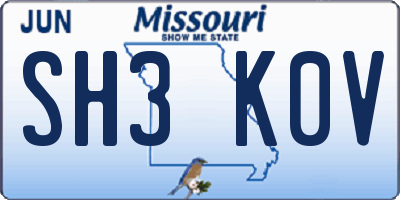 MO license plate SH3K0V