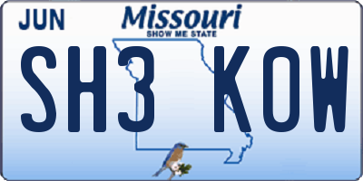 MO license plate SH3K0W
