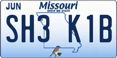 MO license plate SH3K1B