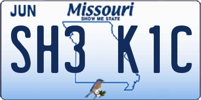 MO license plate SH3K1C