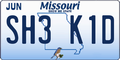 MO license plate SH3K1D