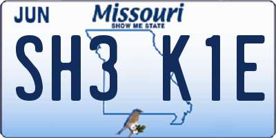MO license plate SH3K1E