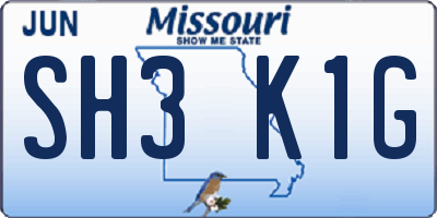 MO license plate SH3K1G
