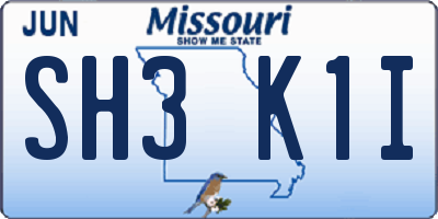 MO license plate SH3K1I