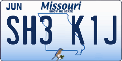 MO license plate SH3K1J