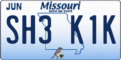 MO license plate SH3K1K