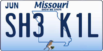 MO license plate SH3K1L