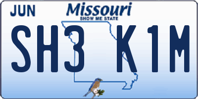 MO license plate SH3K1M