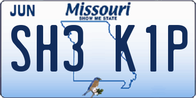 MO license plate SH3K1P