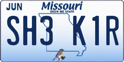 MO license plate SH3K1R