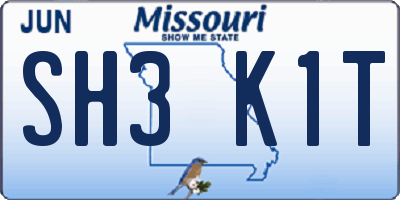 MO license plate SH3K1T