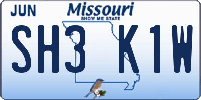 MO license plate SH3K1W