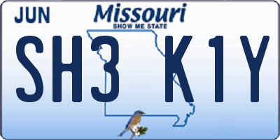 MO license plate SH3K1Y