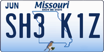 MO license plate SH3K1Z