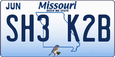 MO license plate SH3K2B