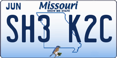 MO license plate SH3K2C