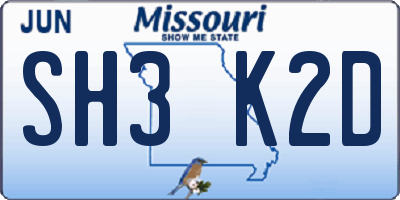 MO license plate SH3K2D