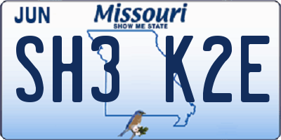 MO license plate SH3K2E